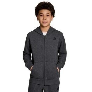 Reebok Boys Game Day Performance Full Zip Fleece Hoodie Charcoal Heather XS 4-5